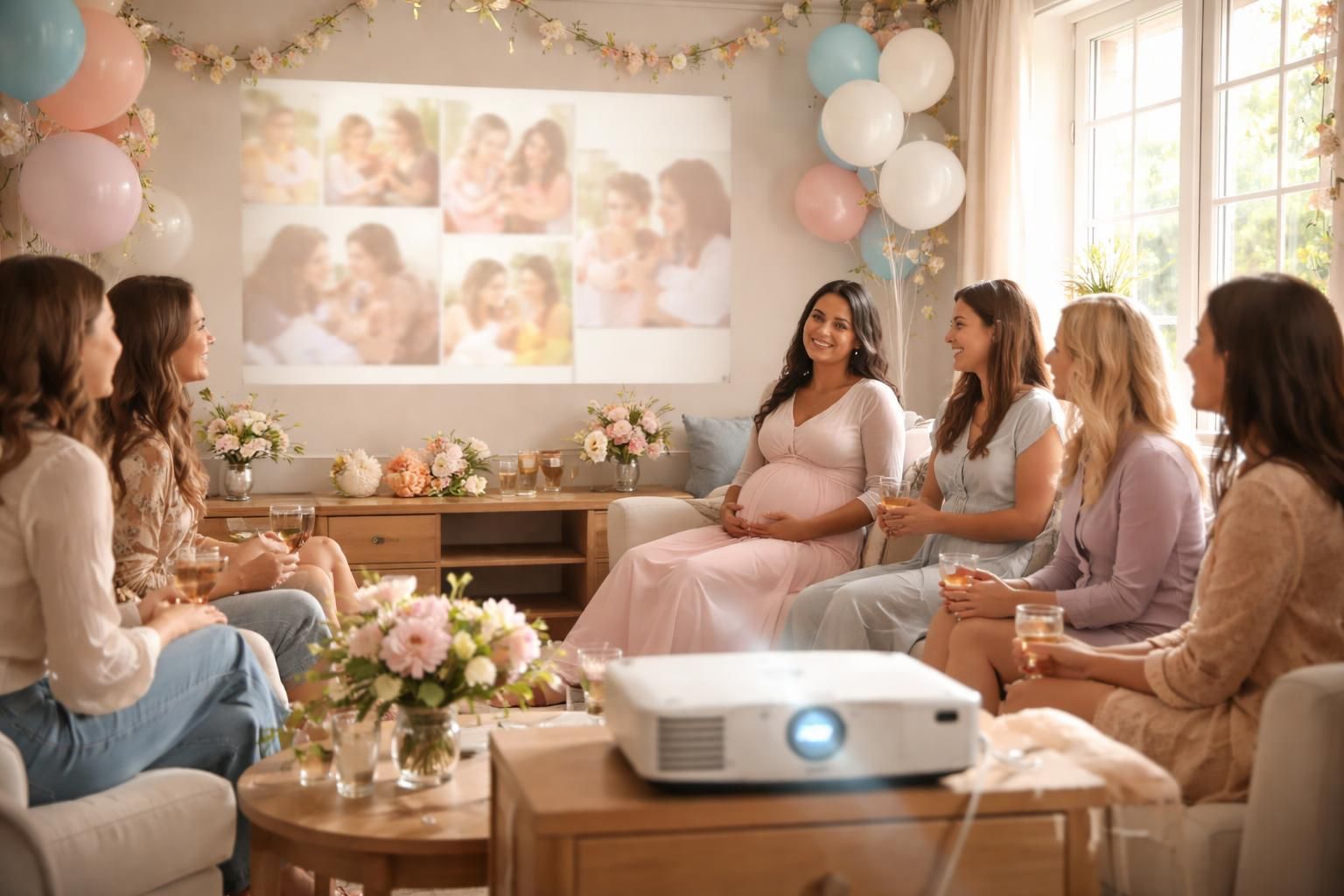 découvrez un diaporama émouvant pour la baby shower avec un vidéoprojecteur acer, rendant ce moment inoubliable et convivial.
