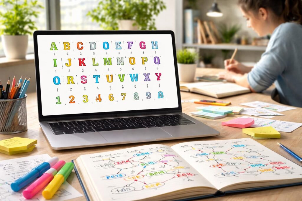 découvrez comment utiliser l'alphabet numéroté de 1 à 26 pour révolutionner votre méthode d'apprentissage et améliorer votre mémorisation efficacement.