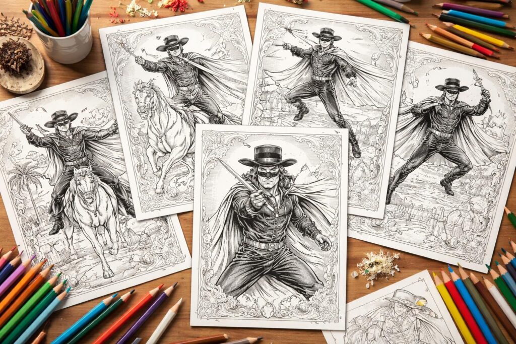 explorez des idées créatives et inspirantes pour colorier zorro, le héros masqué. trouvez des astuces et motifs originaux pour donner vie à vos coloriages.