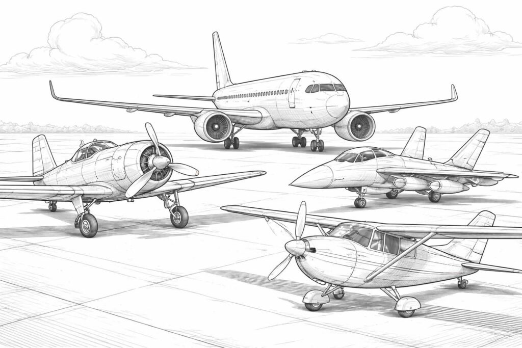 découvrez une variété de styles d'avions à colorier, téléchargeables et imprimables gratuitement pour tous les âges. amusez-vous avec nos dessins uniques et créatifs d'avions.