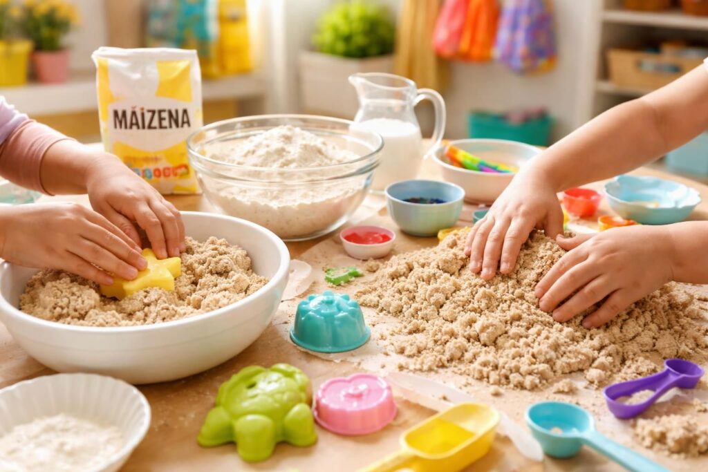 découvrez la recette du sable magique à base de maïzena, une activité manuelle incontournable pour divertir et éveiller la créativité des enfants.