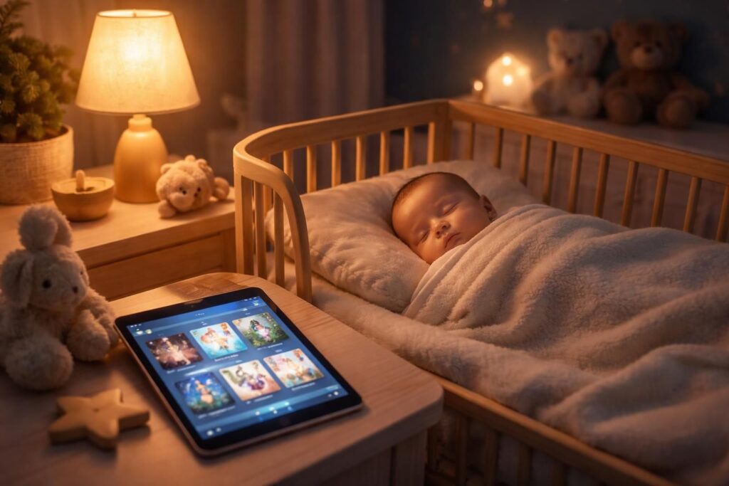 découvrez le rituel du coucher parfait pour votre bébé avec le mode nuit et les histoires apaisantes sur ipad air, pour des nuits douces et sereines.