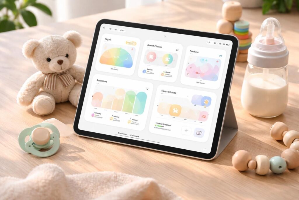 suivez facilement la santé et le développement de votre bébé avec un carnet complet sur ipad air, pratique et intuitif.
