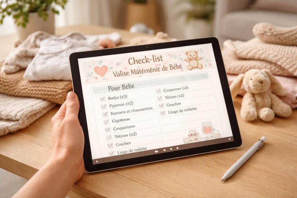 découvrez notre check-list complète pour préparer la valise maternité de votre bébé, optimisée pour une consultation facile sur tablette tactile microsoft surface.